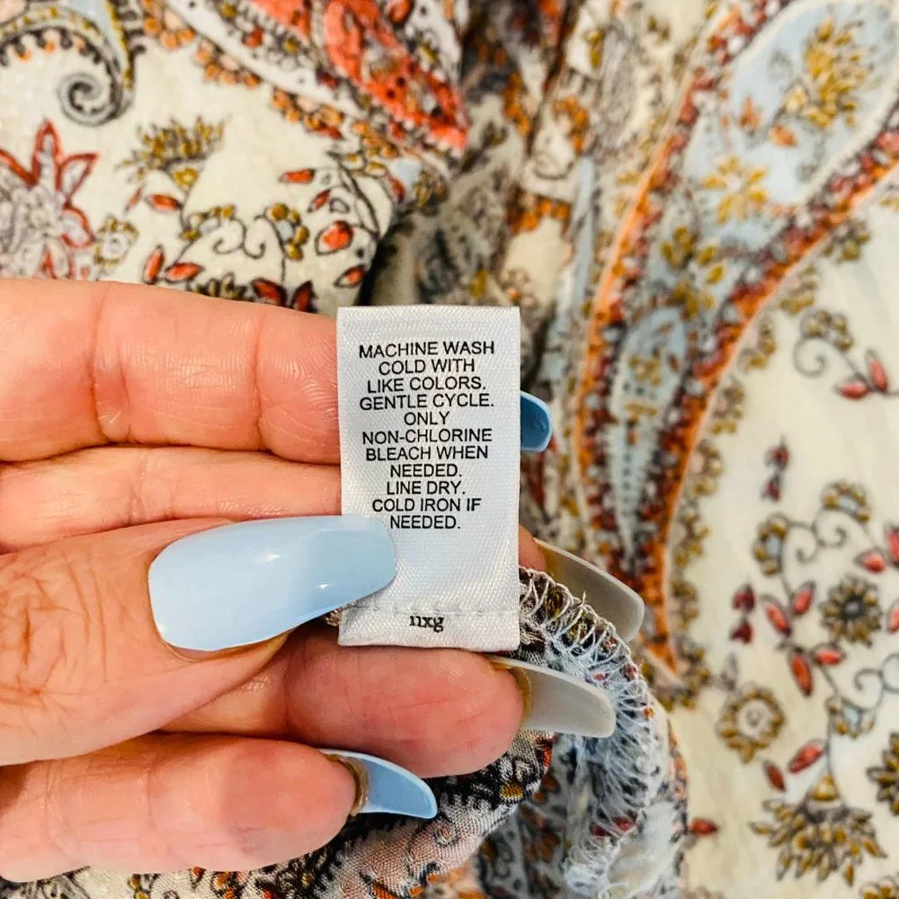 Boho Paisley Print Front Tie Beach Cover Up Top - Picture 11 of 12